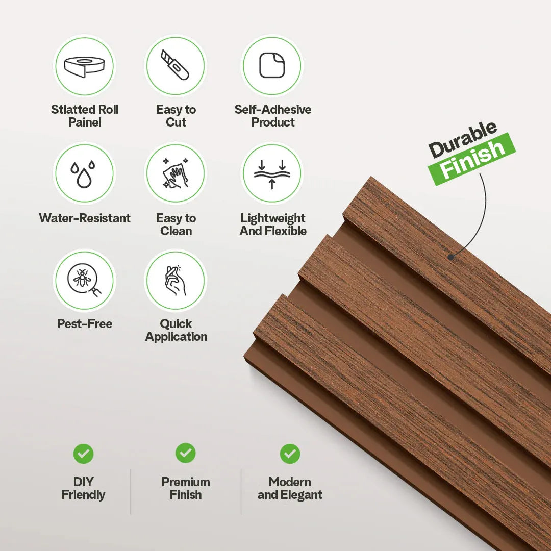 Peel & Stick Slatted Wall Panels – DIY Laminate Wood Look Decor