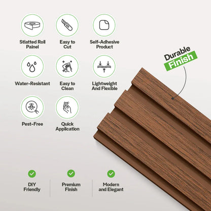 Peel & Stick Slatted Wall Panels – DIY Laminate Wood Look Decor