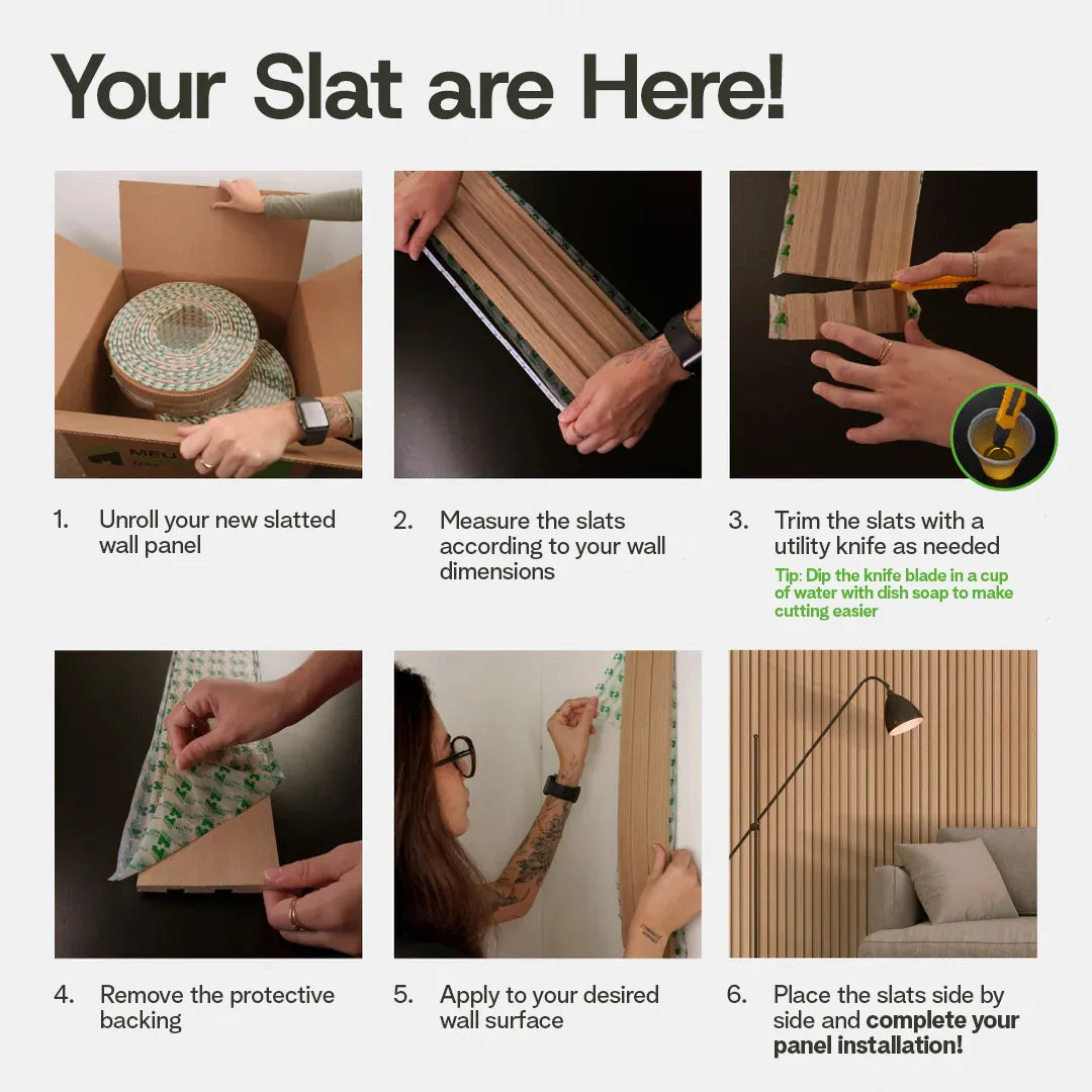 Peel & Stick Slatted Wall Panels – DIY Laminate Wood Look Decor
