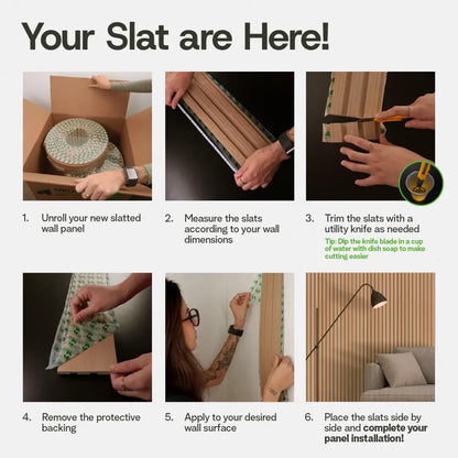 Peel & Stick Slatted Wall Panels – DIY Laminate Wood Look Decor